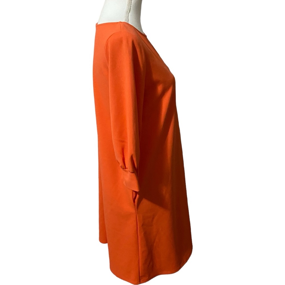 AIME Orange Mini Dress 3/4 Length Sleeves Scoop Neck Round Neck Contemporary - Picture 4 of 5